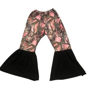 Girls 4T Pink Camo Bell Bottom Pants Black Flare Leggings Toddler‎ Boutique